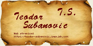 Teodor Subanović vizit kartica